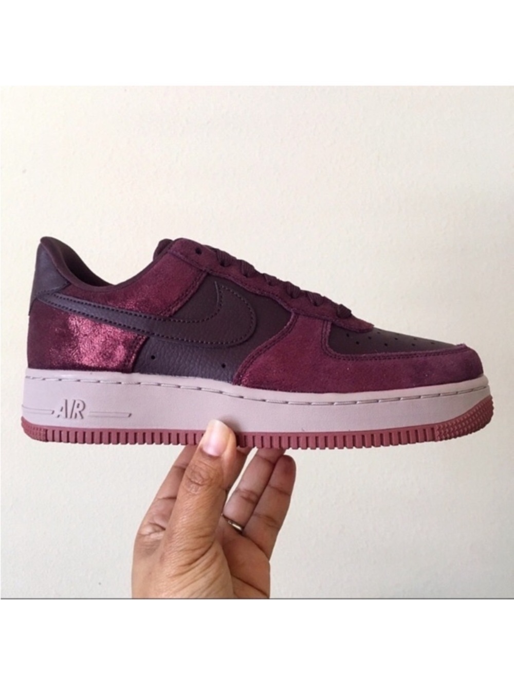 Nike Air Force 1 07 Premium Metallic Burgundy Crush Women’s Sneakers